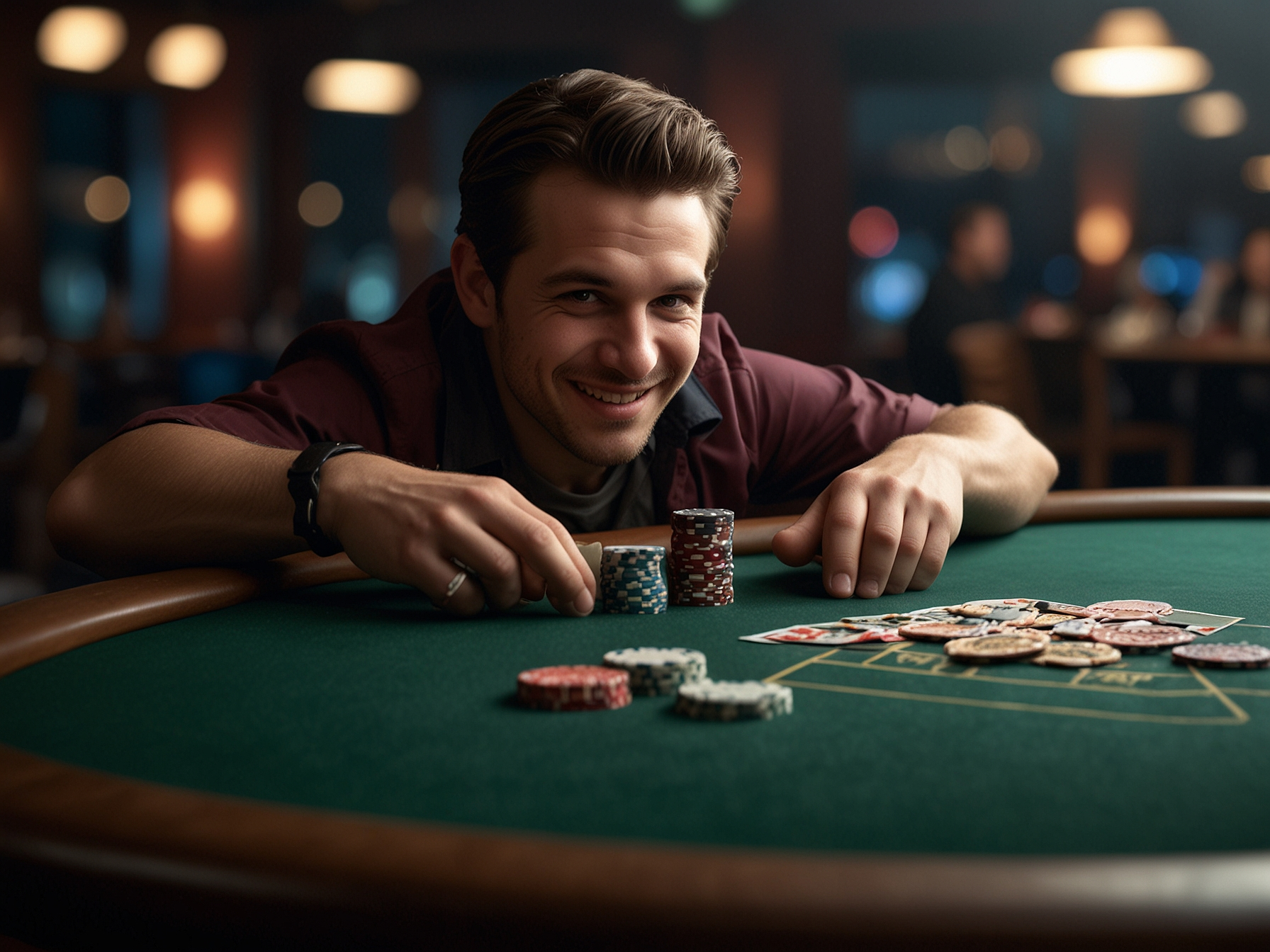 Winning moment at a modern casino table